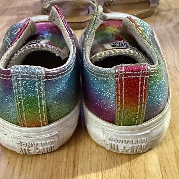 Converse Glittery Rainbow Sneakers & Sparkle Sandals Size 7 Set - Picture 7 of 14
